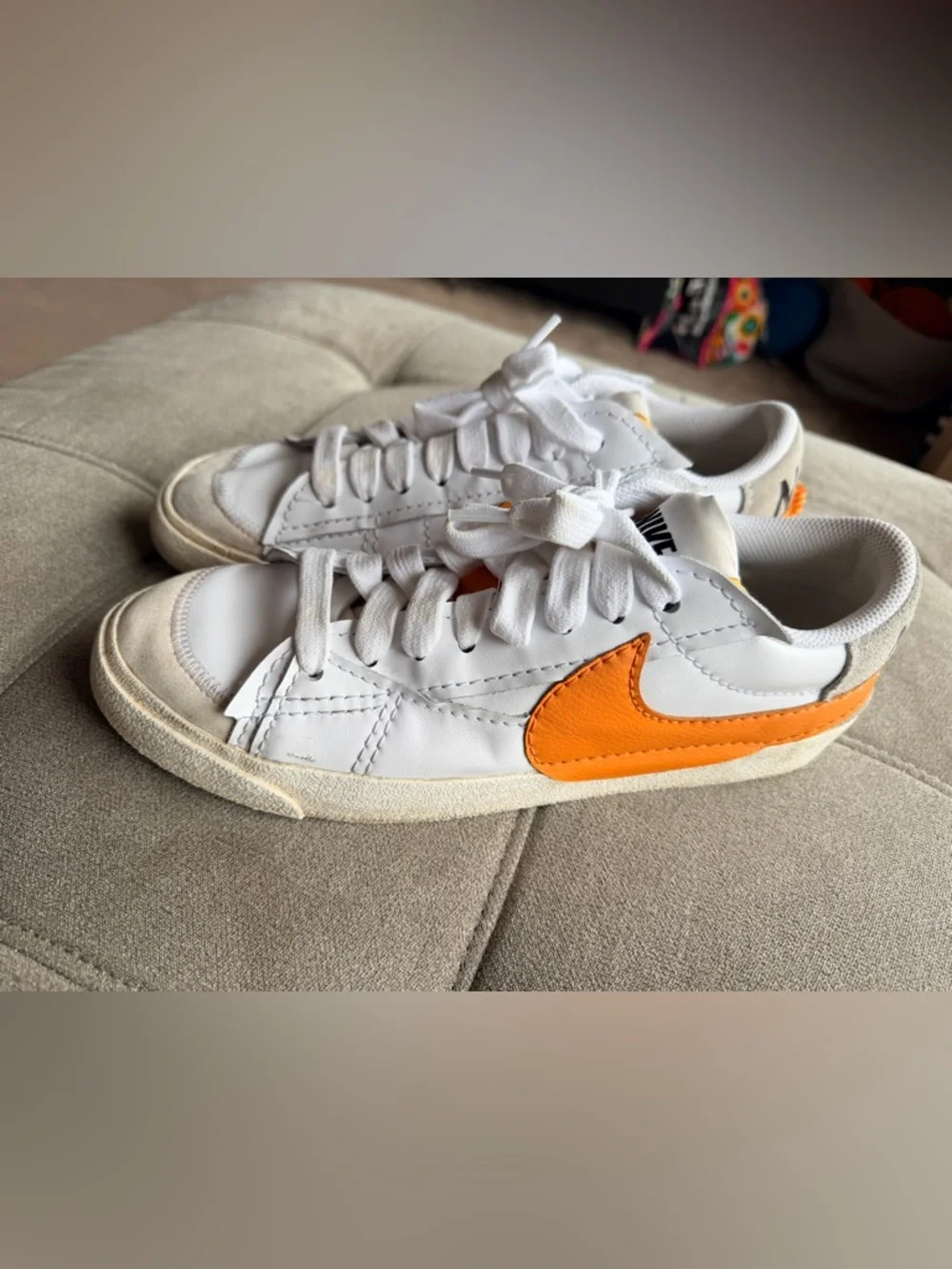 Nike Blazer Low '77 Jumbo White Magma Orange Sneakers - Size 10